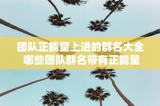 团队正能量上进的群名大全 哪些团队群名带有正能量和上进气息