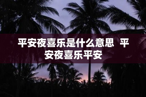 平安夜喜乐是什么意思 平安夜喜乐平安