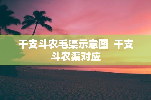 干支斗农毛渠示意图 干支斗农渠对应