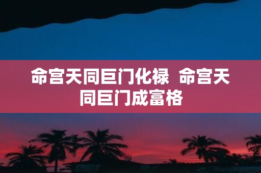 命宫天同巨门化禄 命宫天同巨门成富格