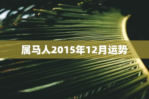 属马人2015年12月运势