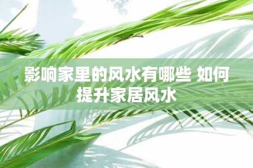 影响家里的风水有哪些 如何提升家居风水