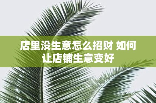 店里没生意怎么招财 如何让店铺生意变好