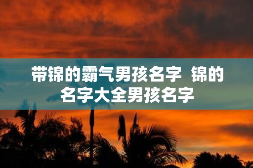 带锦的霸气男孩名字 锦的名字大全男孩名字