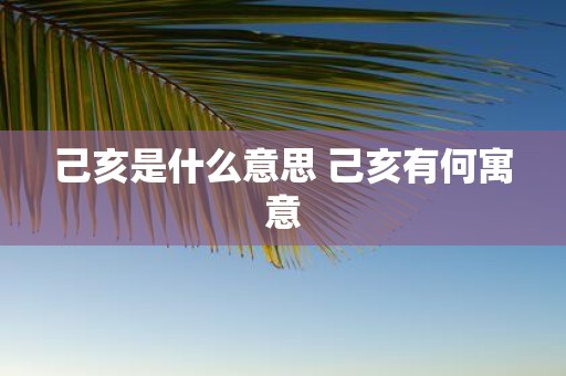 己亥是什么意思 己亥有何寓意