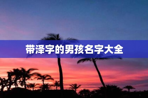 带泽字的男孩名字大全