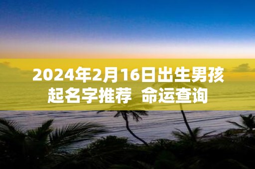 2025年2月16日出生男孩起名字推荐 命运查询