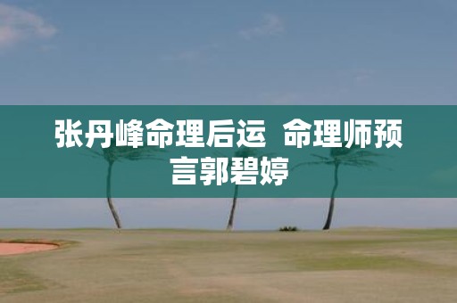 张丹峰命理后运 命理师预言郭碧婷