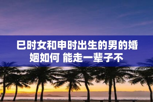 巳时女和申时出生的男的婚姻如何 能走一辈子不