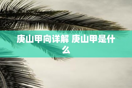 庚山甲向详解 庚山甲是什么