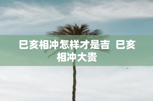 巳亥相冲怎样才是吉 巳亥相冲大贵