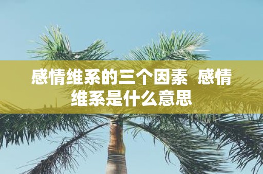 感情维系的三个因素 感情维系是什么意思