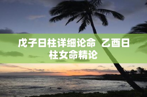 戊子日柱详细论命 乙酉日柱女命精论