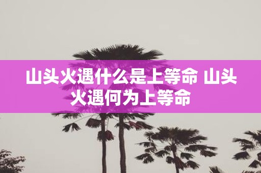 山头火遇什么是上等命 山头火遇何为上等命