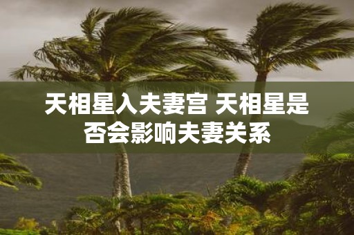 天相星入夫妻宫 天相星是否会影响夫妻关系