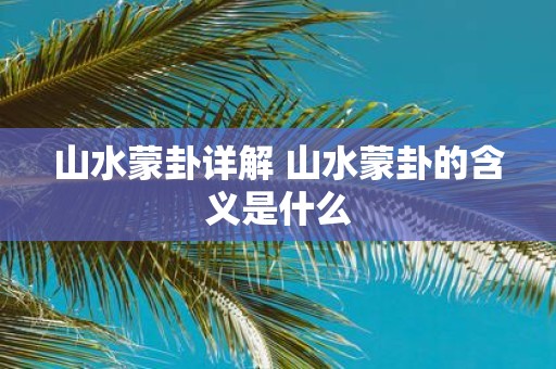 山水蒙卦详解 山水蒙卦的含义是什么