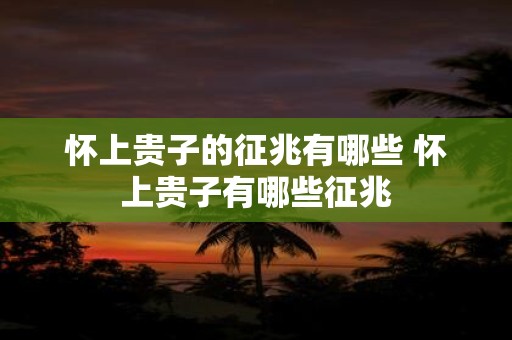 怀上贵子的征兆有哪些 怀上贵子有哪些征兆