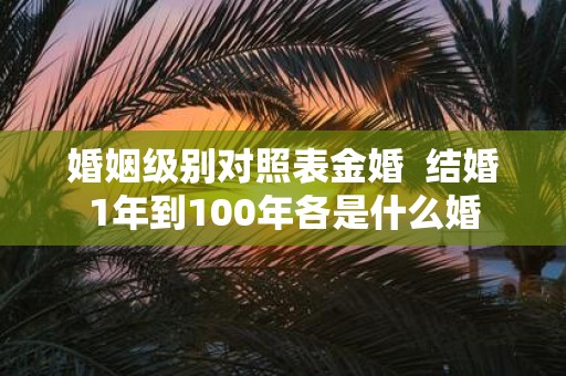 婚姻级别对照表金婚 结婚1年到100年各是什么婚