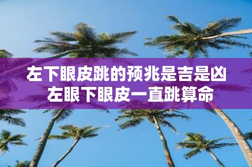 左下眼皮跳的预兆是吉是凶 左眼下眼皮一直跳算命