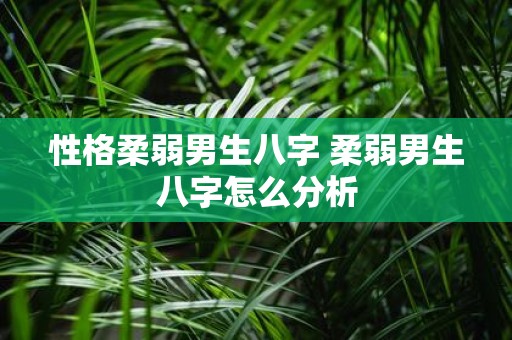 性格柔弱男生八字 柔弱男生八字怎么分析