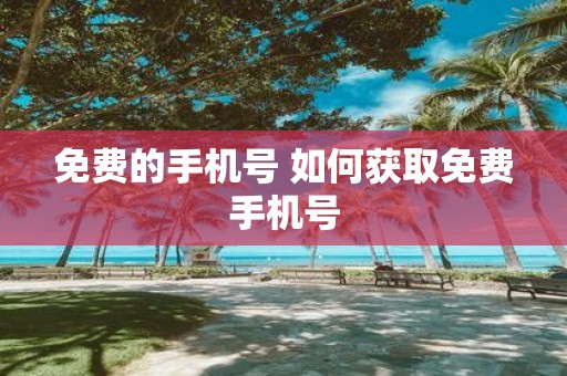 免费的手机号 如何获取免费手机号