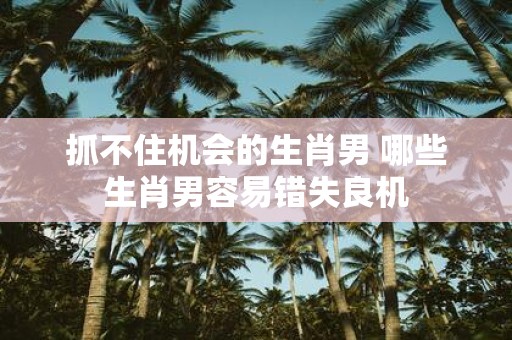 抓不住机会的生肖男 哪些生肖男容易错失良机