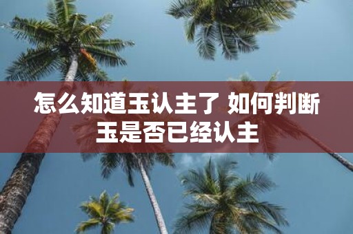 怎么知道玉认主了 如何判断玉是否已经认主