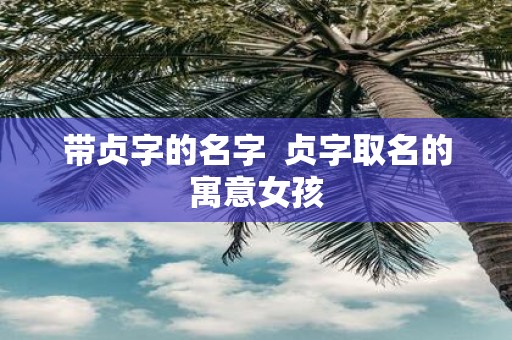带贞字的名字 贞字取名的寓意女孩 带贞字的名字 贞字取名的寓意女孩
