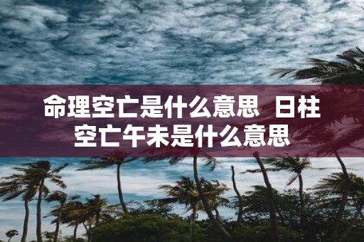 命理空亡是什么意思 日柱空亡午未是什么意思