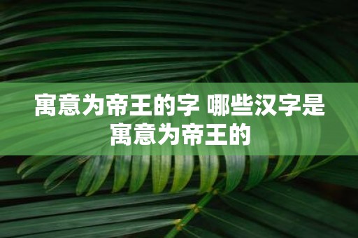 寓意为帝王的字 哪些汉字是寓意为帝王的