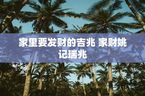家里要发财的吉兆 家财姚记瑞兆