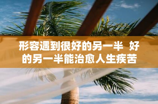 形容遇到很好的另一半 好的另一半能治愈人生疾苦