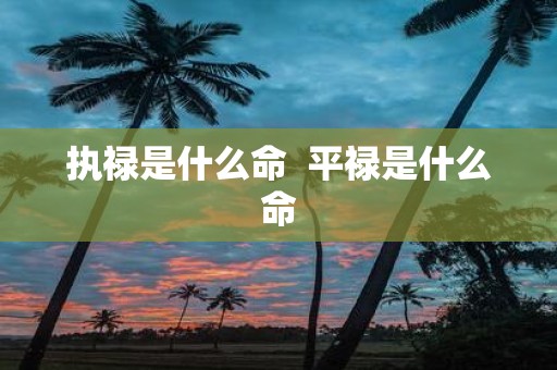 执禄是什么命 平禄是什么命