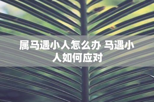 属马遇小人怎么办 马遇小人如何应对