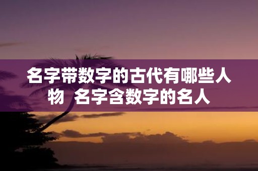 名字带数字的古代有哪些人物 名字含数字的名人