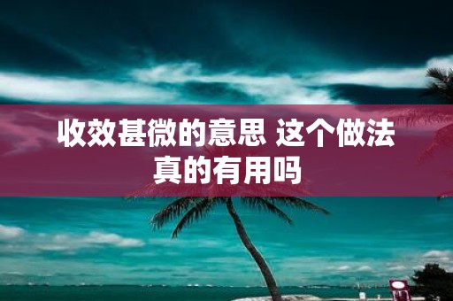 收效甚微的意思 这个做法真的有用吗