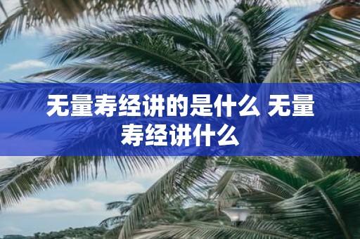 无量寿经讲的是什么 无量寿经讲什么