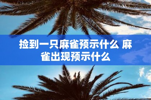 捡到一只麻雀预示什么 麻雀出现预示什么