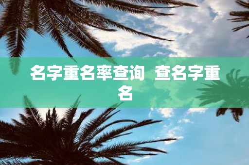 名字重名率查询 查名字重名