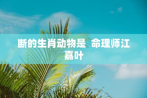 断的生肖动物是 命理师江嘉叶