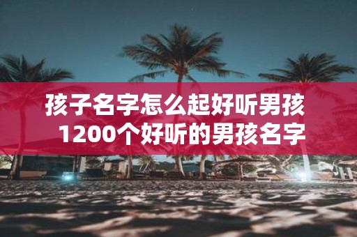 孩子名字怎么起好听男孩 1200个好听的男孩名字
