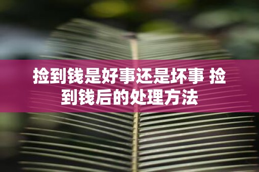 捡到钱是好事还是坏事 捡到钱后的处理方法