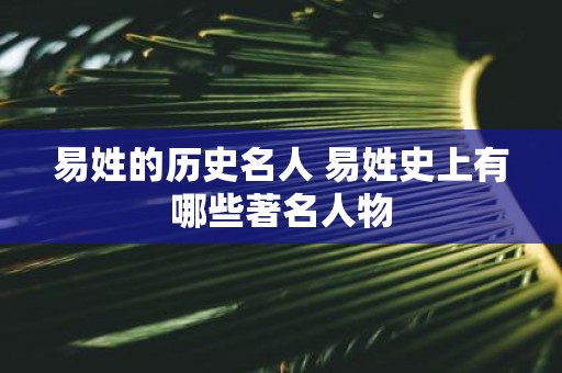 易姓的历史名人 易姓史上有哪些著名人物