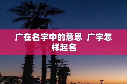 广在名字中的意思 广字怎样起名