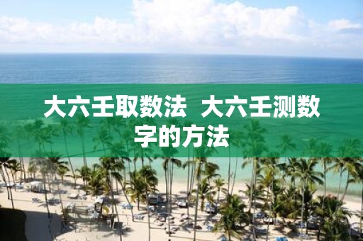 大六壬取数法 大六壬测数字的方法