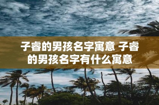 子睿的男孩名字寓意 子睿的男孩名字有什么寓意
