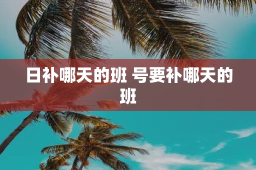 日补哪天的班 号要补哪天的班