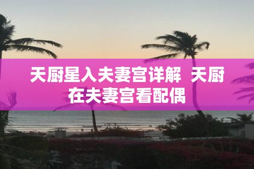 天厨星入夫妻宫详解 天厨在夫妻宫看配偶
