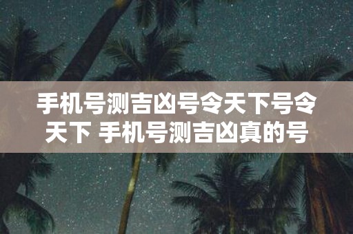手机号测吉凶号令天下号令天下 手机号测吉凶真的号令天下吗