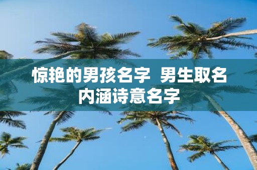 惊艳的男孩名字 男生取名内涵诗意名字